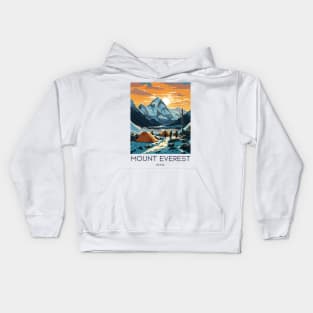 A Pop Art Travel Print of Mount Everest - Nepal Kids Hoodie